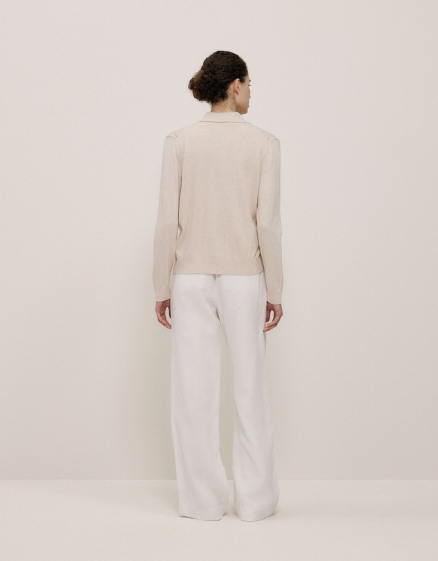 Trenery - Cotton Cashmere Pointelle Cardigan in Clay