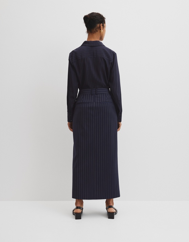 Country Road - Wool Blend Tailored Pinstripe Column Skirt