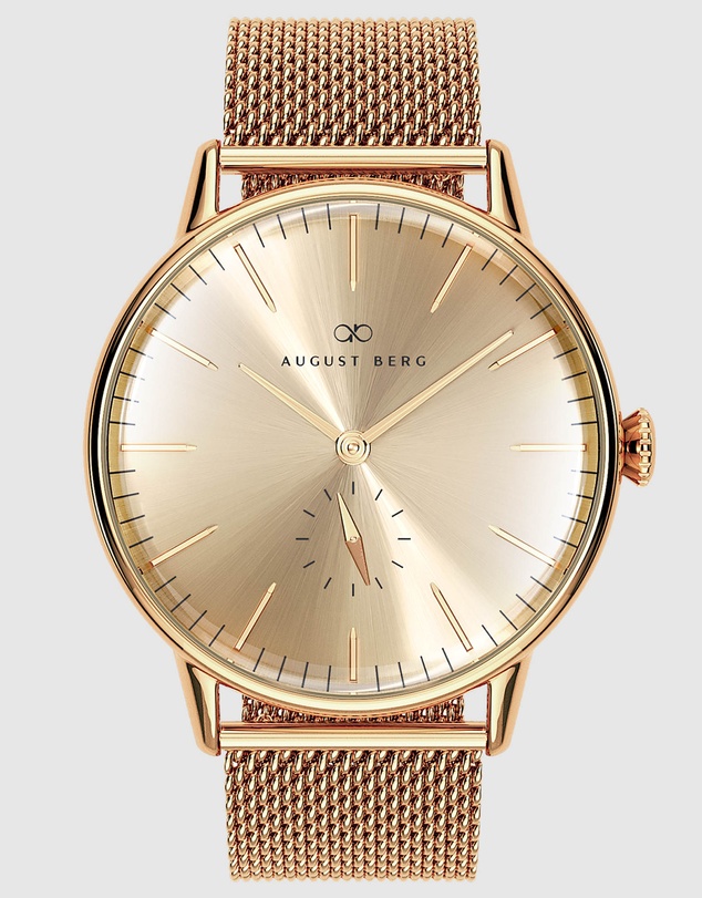 August Berg - Serenity 40mm Gold Plated Mesh Watch