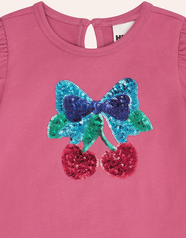 Huxbaby - Sequin Cherry Festive Short Sleeve Tee - Babies-Teens