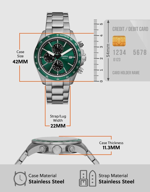 Fossil - Autocross Silver Tone Chronograph Watch