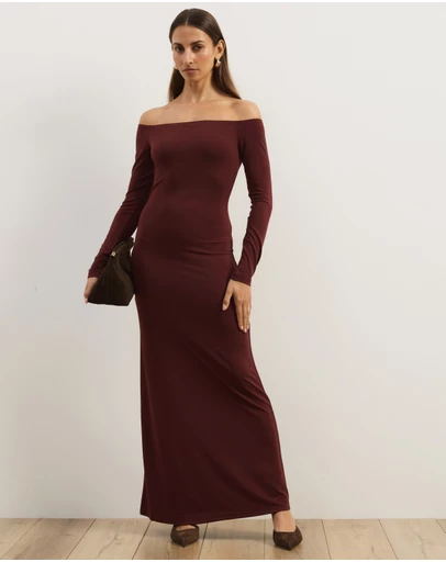 Atmos&Here - Hanna Long Sleeve Off-Shoulder Maxi Dress