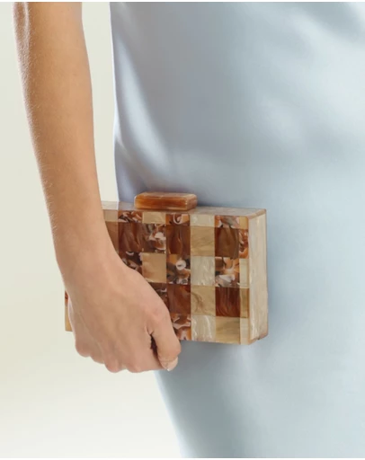 Morgan & Taylor - Harper Acrylic Clutch in Brown