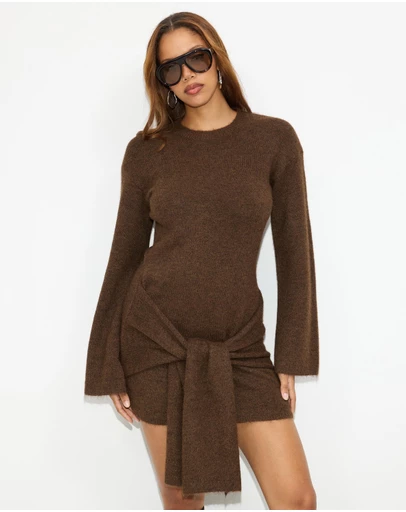 Dazie - Candice Waist Tie Knit Dress