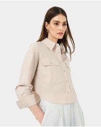 Forcast - Kyla Crop Pocket Shirt
