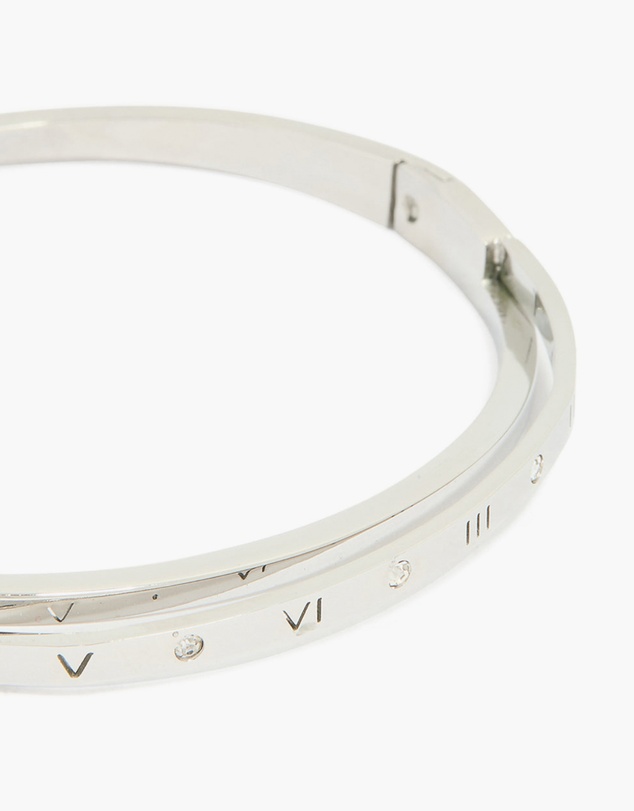 Lovisa - Waterproof Stainless Steel Diamante Roman Numeral Hinge Bangle