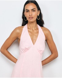 AERE - Lacey Halter Linen Dress