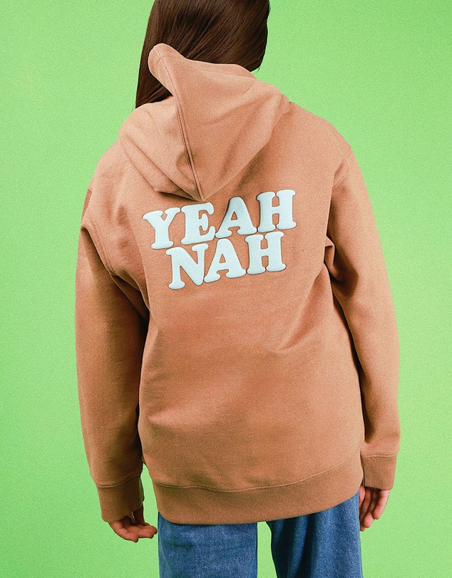 Skwosh - Yeah Nah Kids Slang Hoodie in Mocha
