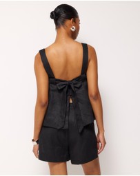 AERE - Straight Neck Tie Back Top