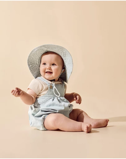 Wilson & Frenchy - Ditsy Daisy Organic Denim Bodysuit - Babies