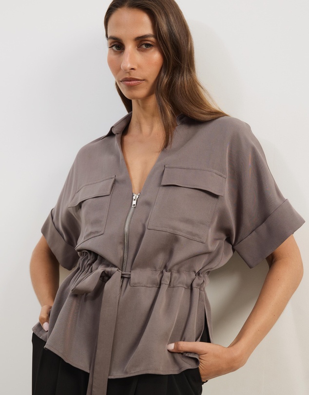 Atmos&Here - Viola Shirt With Adjustable Drawstring At Waist