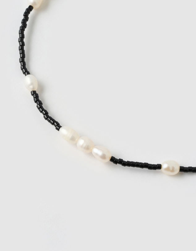 Arms Of Eve - Poppy Pearl and Glass Beaded Anklet - Black