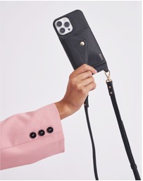 LOUVE COLLECTION - Leather Phone Case Wallet & Strap + Gaia Gold-Plated Crossbody Chain