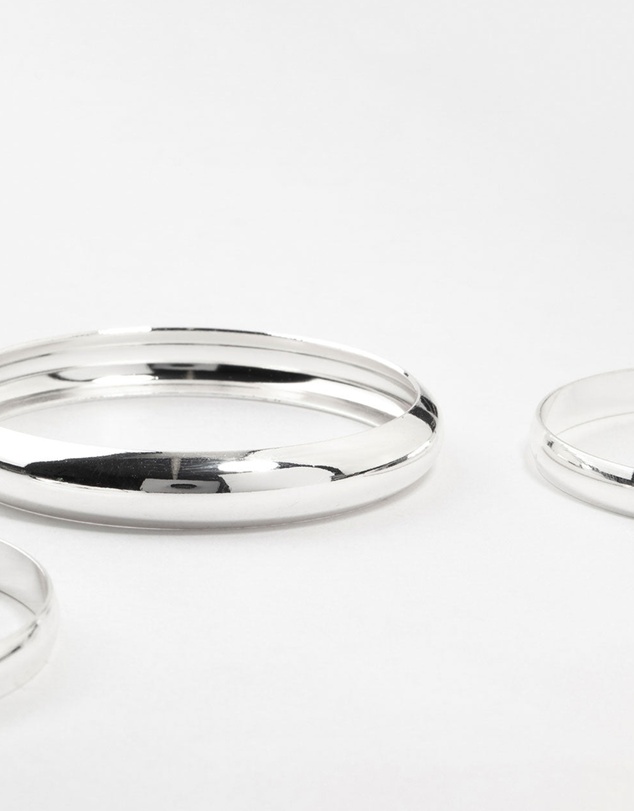 Lovisa - Silver Plated Classic Medium Smooth Bracelets 3-Pack