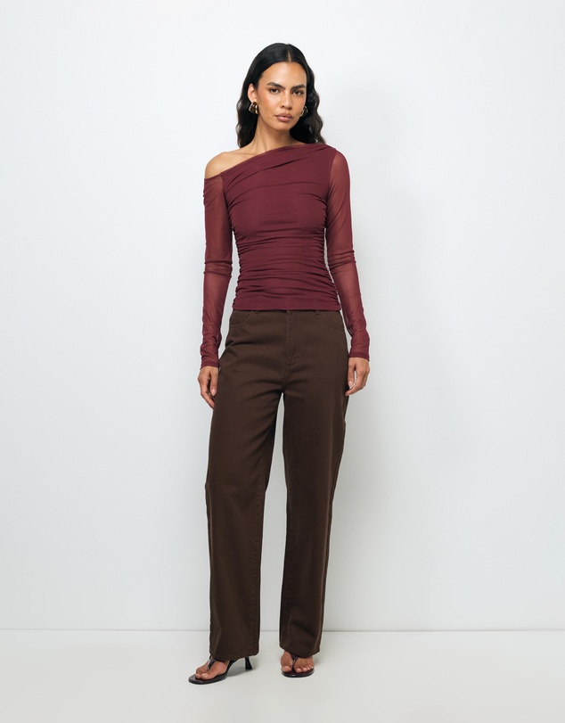 AERE - Chloe Off Shoulder Mesh Top