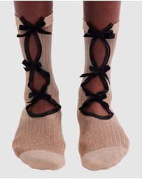 High Heel Jungle - Lurex Velvet Bow Socks
