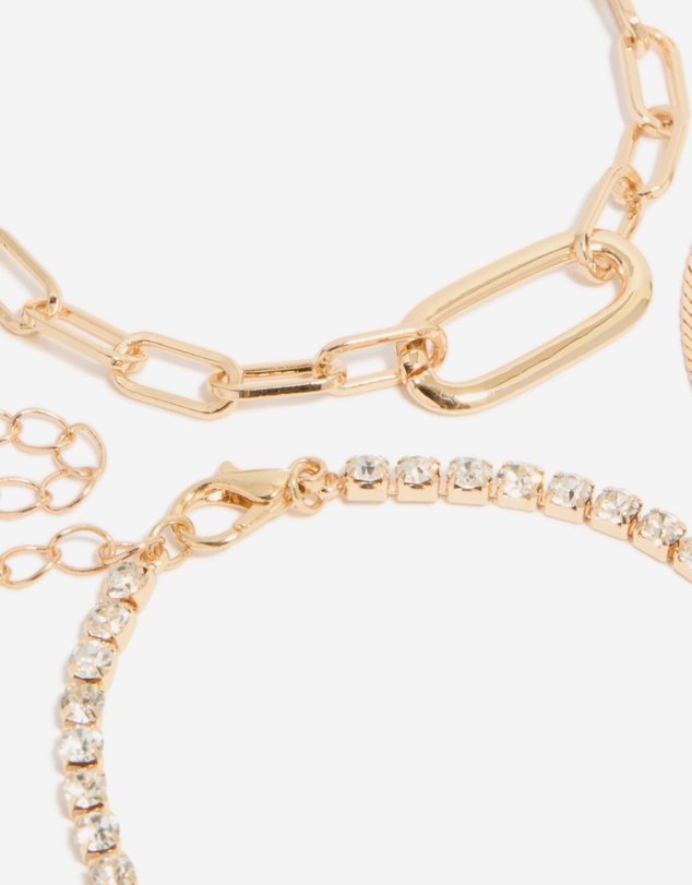 Lovisa - Gold Diamante & Pearl Bracelets 4-Pack