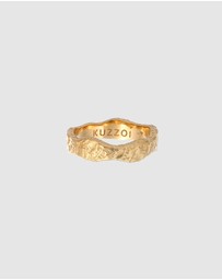 Kuzzoi - ICONIC EXCLUSIVE - Ring Men Band Organic Structure in 925 Sterling Silver Gold Plated
