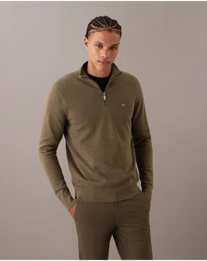 Calvin Klein - Waffle Quarter Zip Jumper