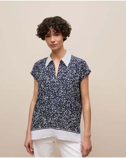 Trenery - Carraway Cap Sleeve Blouse in Night Sky