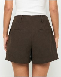 AERE - Anders Suede Look Tailored Shorts