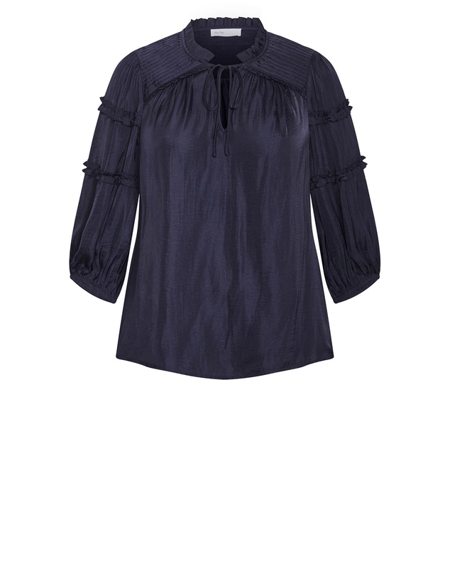 City Chic - Plus size Drama Queen Elbow Sleeve Shirt - navy