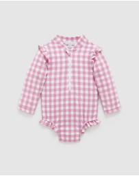 Purebaby - Printed Frilly Long Sleeve Swimsuit -Kids-Babies
