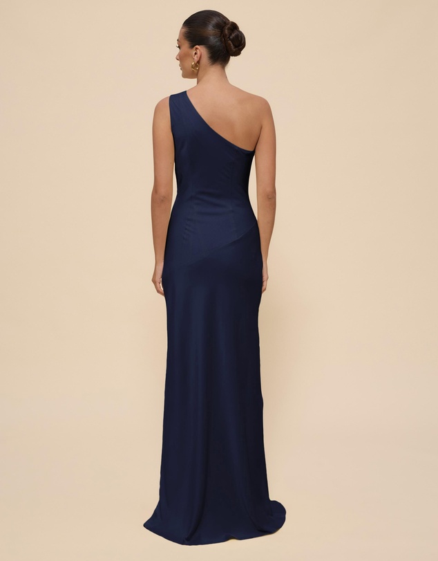 CHANCERY - Hallie Satin One Shoulder Drape Maxi Dress