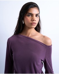 TOPSHOP - Cupro Ruched LS Top