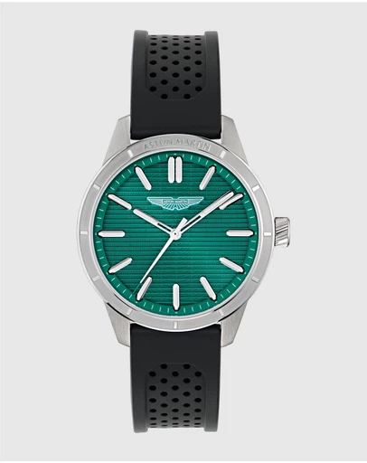 Aston Martin - HDL Podium Green Stainless Steel Black Silicone Strap Watch