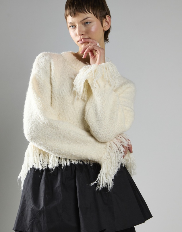 Glamorous - Fringe-Trim Long Sleeve-Jumper