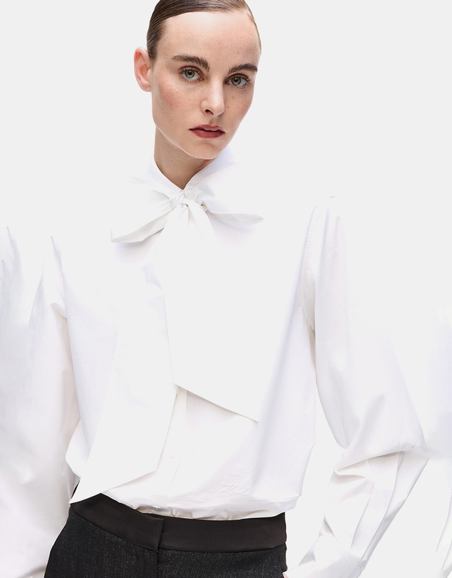 Karl Lagerfeld - Retro Poplin Bow Blouse
