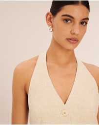 AERE - Tailored Linen Mini Halter Dress