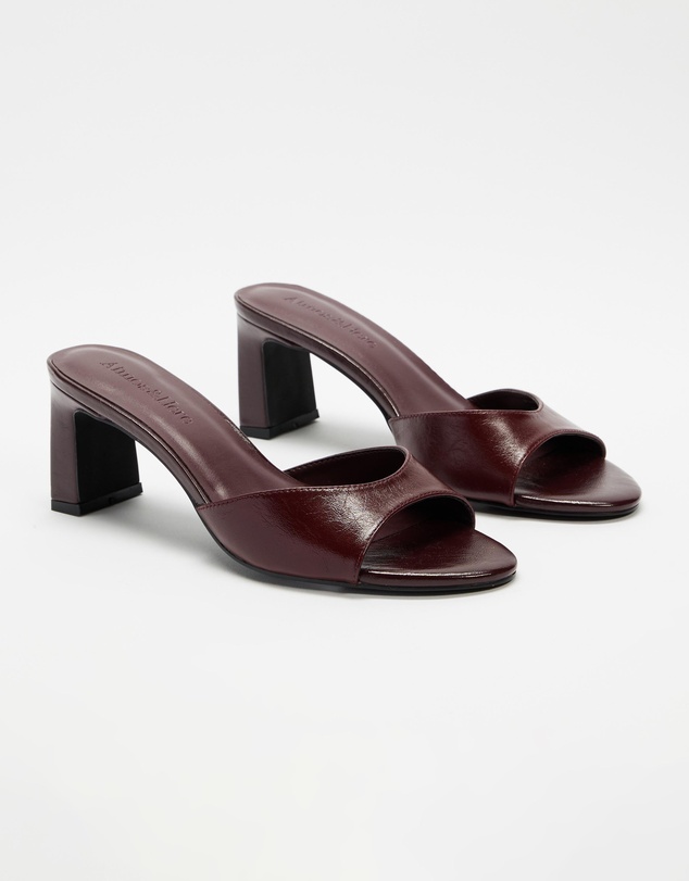 Atmos&Here - Hazel Crinkle Leather Peep Toe Heels