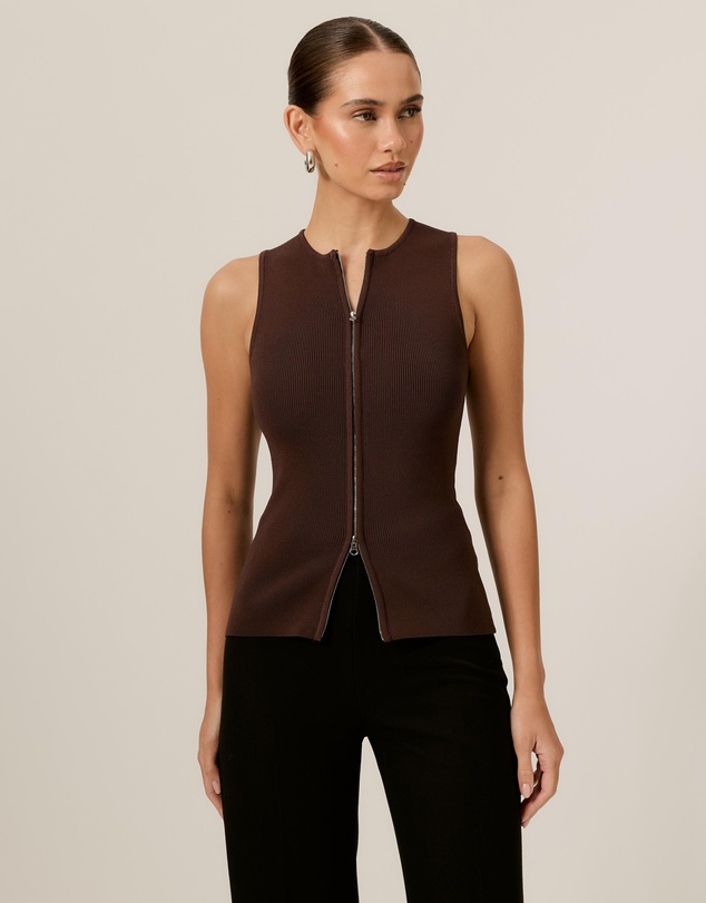 Tussah - Paris Ribbed Knit Zip Top