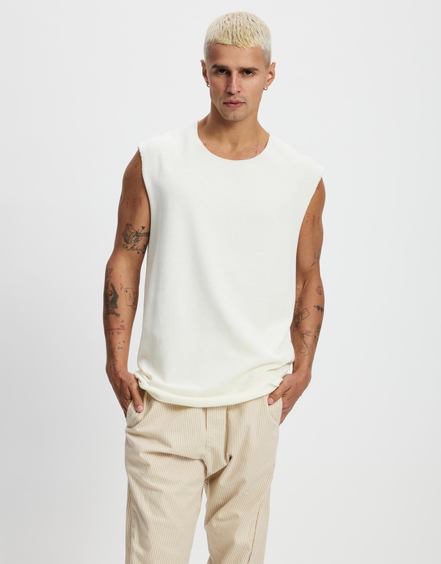 Surrounded By Ghosts - The Santite Crew Knit Raw Neck Vest