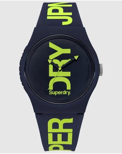 Superdry - Navy Silicone Green Print Watch