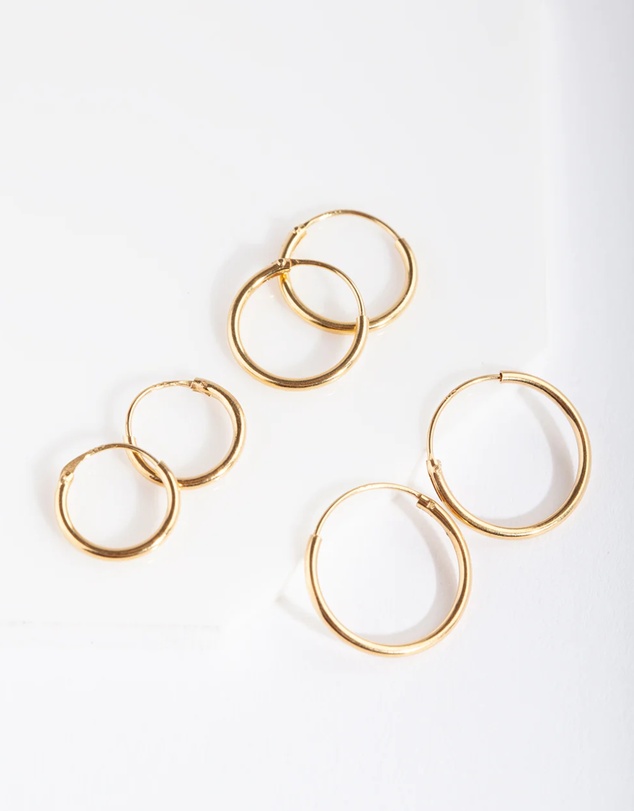 Lovisa - Gold Plated Sterling Silver Classic Hoop Earring Pack