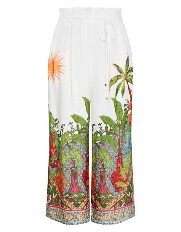 City Chic - Plus size Fools Paradise Print Wide Leg Pant - ivory