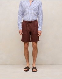 Trenery - Linen Patch Pocket Drawcord Short in Espresso