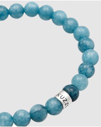 Kuzzoi - ICONIC EXCLUSIVE - Bracelet Male Agate Aquamarine Beads 925 Sterling Silver