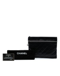 Pre-Loved by Azura Reborn - Pre-Loved Small CC Quilted Lambskin Multi Zip Clutch