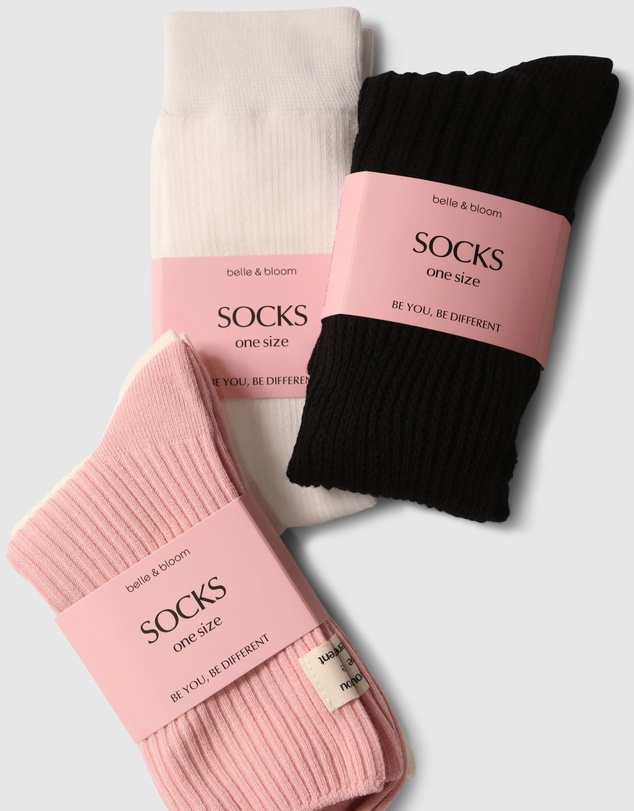 Belle & Bloom - Go For It Classic Ribbed Socks - White