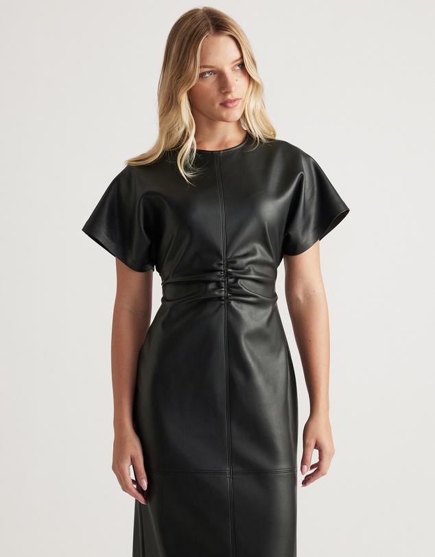 Decjuba - Paige Faux Leather Midi Dress