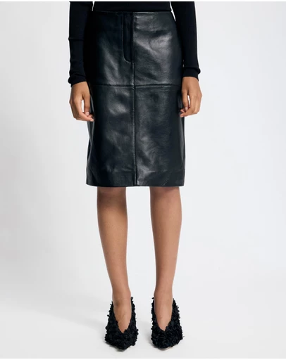 Lover - Hollis 100% Leather Midi Skirt