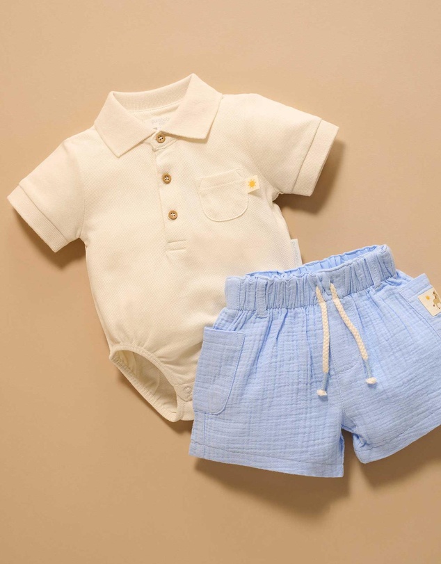 Purebaby - Polo Bodysuit -Kids-Babies