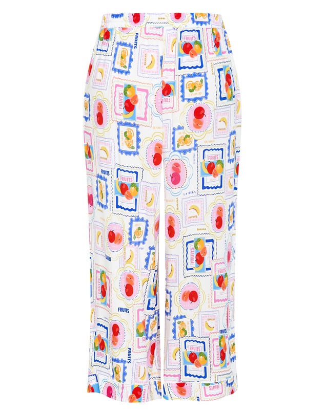 City Chic - Plus size Kitty Citrus Print Pyjama Pant - ivory