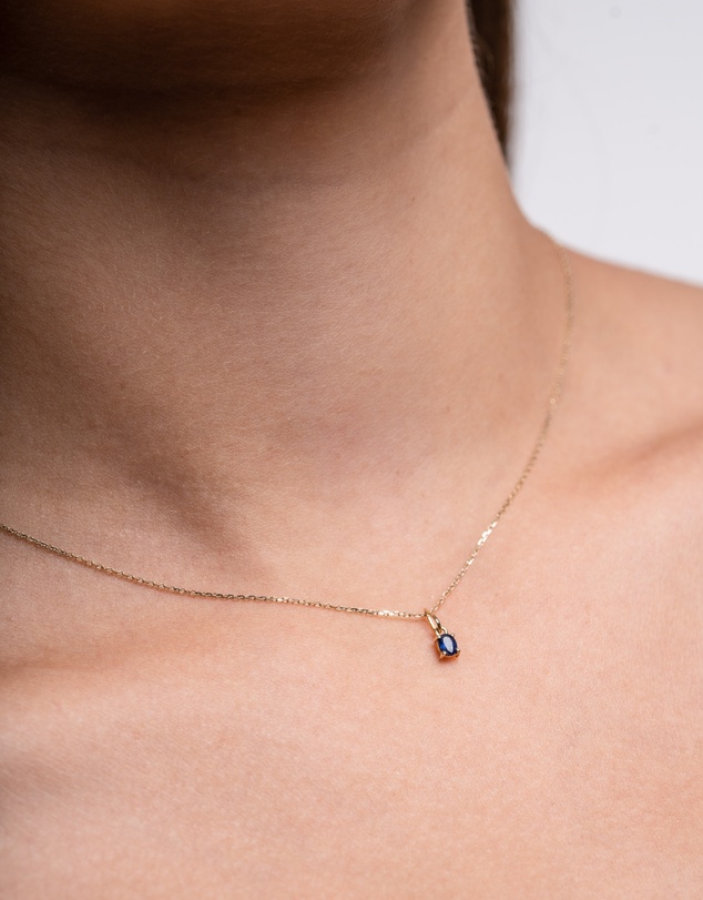 Luna Rae - Solid Gold - Sapphire Necklace