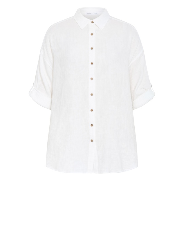 City Chic - Plus size Poolside Cover Up Shirt - ivory