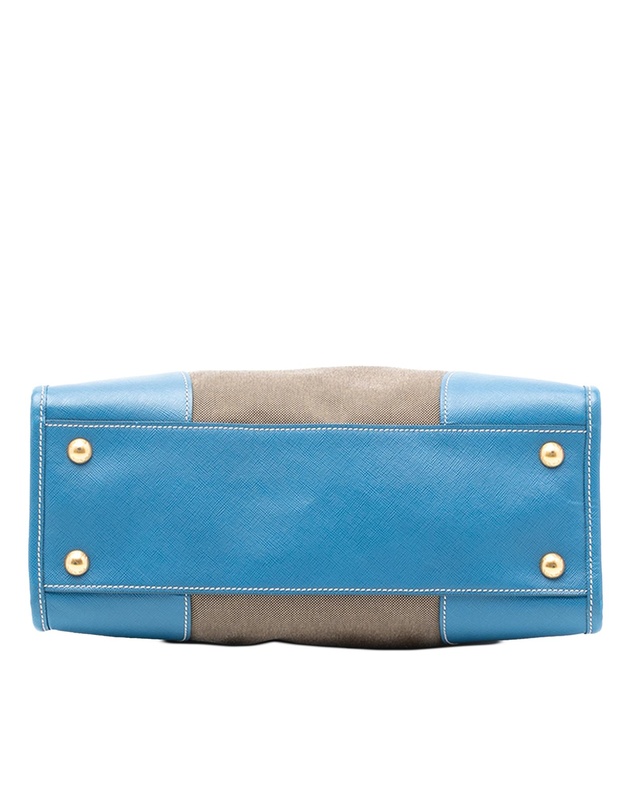 Pre-Loved by Azura Reborn - Pre-Loved Saffiano Trimmed Canvas Canapa Logo Double Zip Satchel
